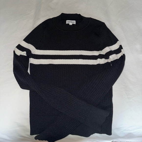 Superdown ribbed black long sleeve with white stripes - Picture 3 of 4